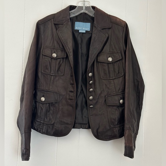 Nine West Brown Leather Jacket Size Small - Picture 9 of 11